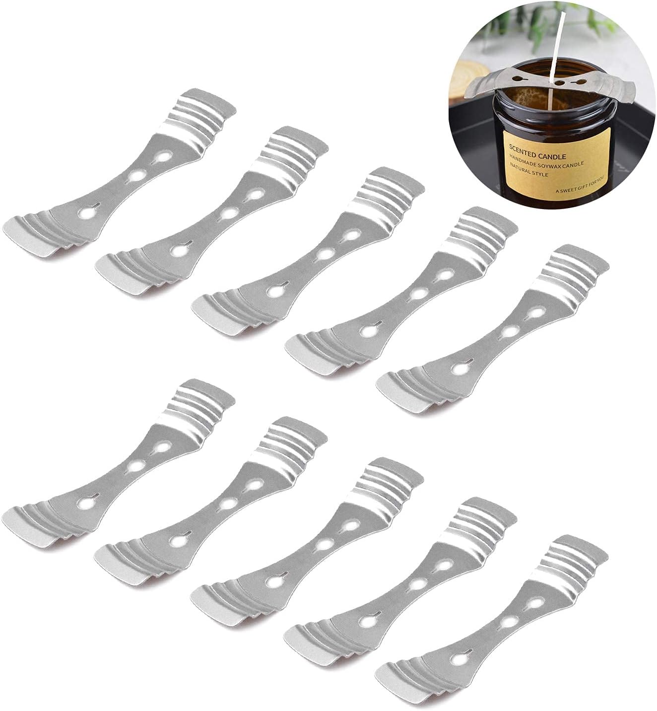 DINGPAI Candle Wick Holder，60pcs Metal Candle Wick Centering Devices | Stainless Steel Candle Wick Centering Tool
