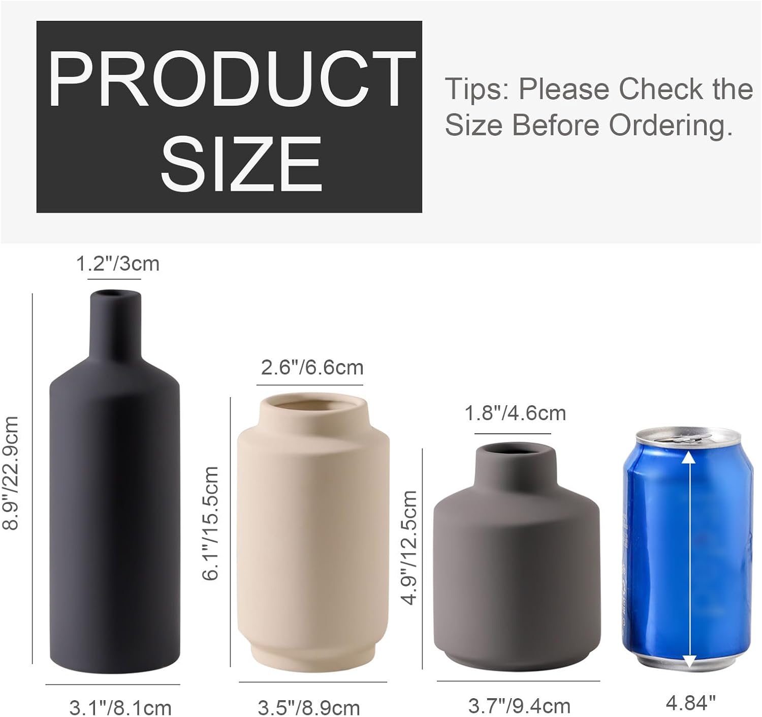 Ceramic Vase / Modern Decorative Vases / Multi Grey / Set of 3