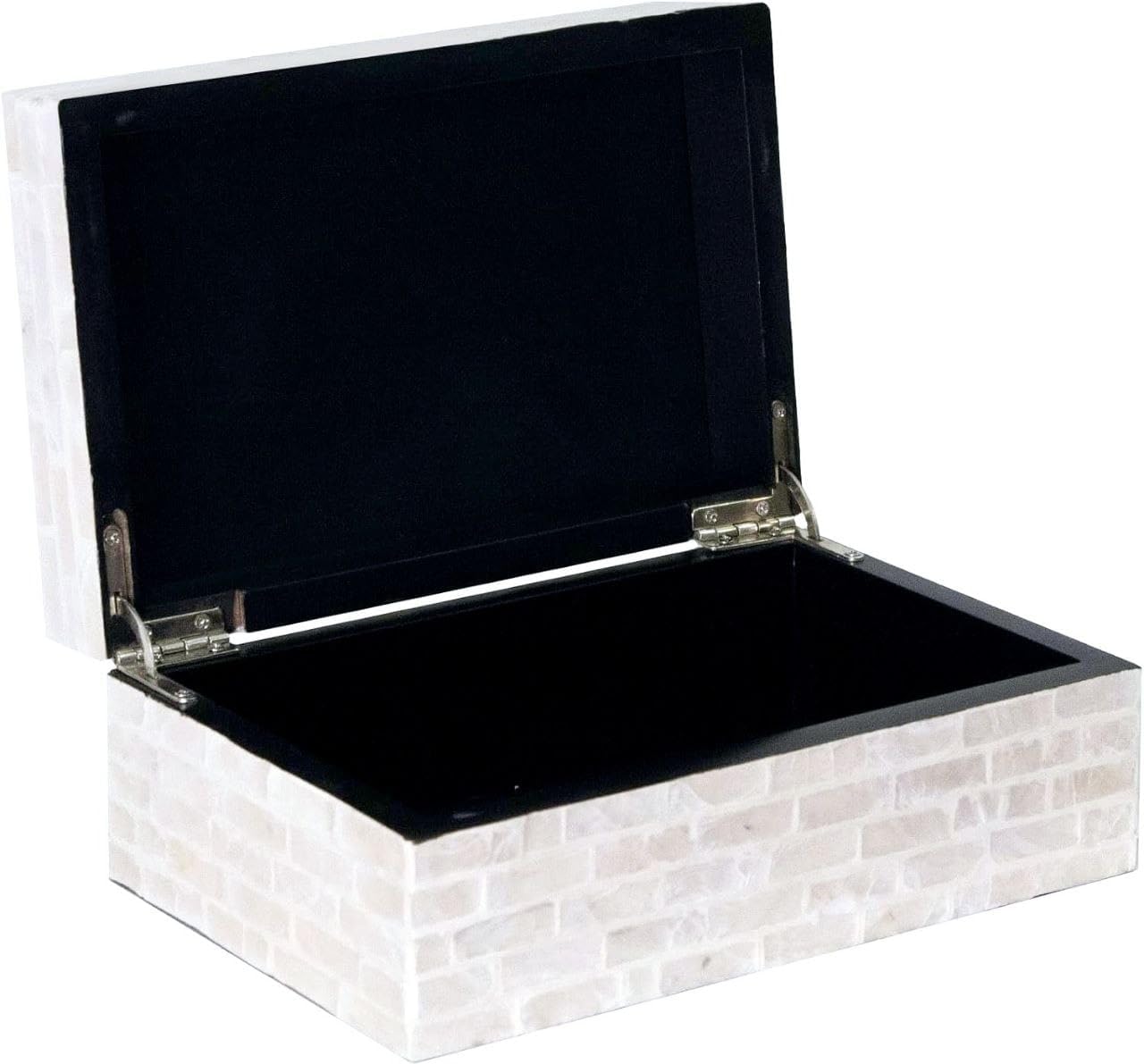 Pearlescent Subway Tile Pattern Shell / White / 7.9 x 5.1 x 3.1
