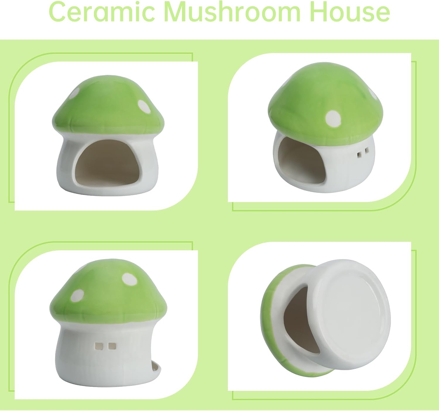 Aquarium Mushroom House Betta Fish Tank Accessory Decor Mini Ceramic Fish Hideout Shrimp / Green