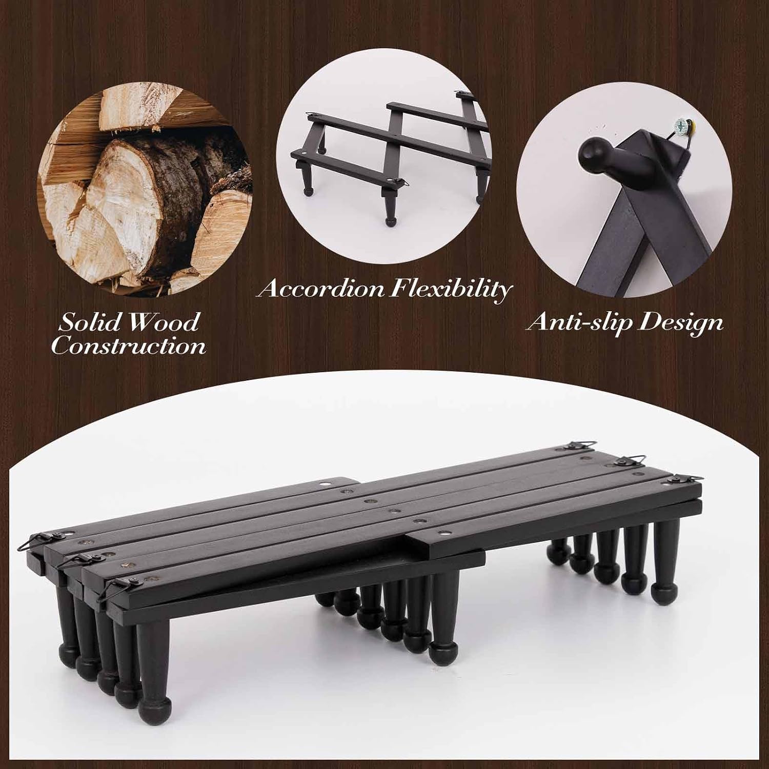 SCUNDA Wall Rack with 20 Hooks, Wooden Wall Expandable Coat Rack for Coat, Hats, Baseball Caps, Coffee Mug
