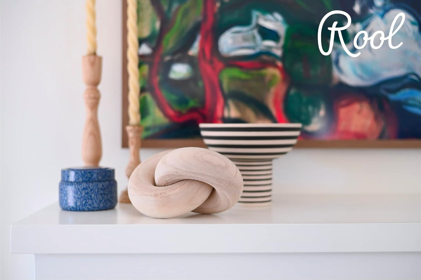 Black and Natural Wooden Knot Coastal Home Decor Accessories / White