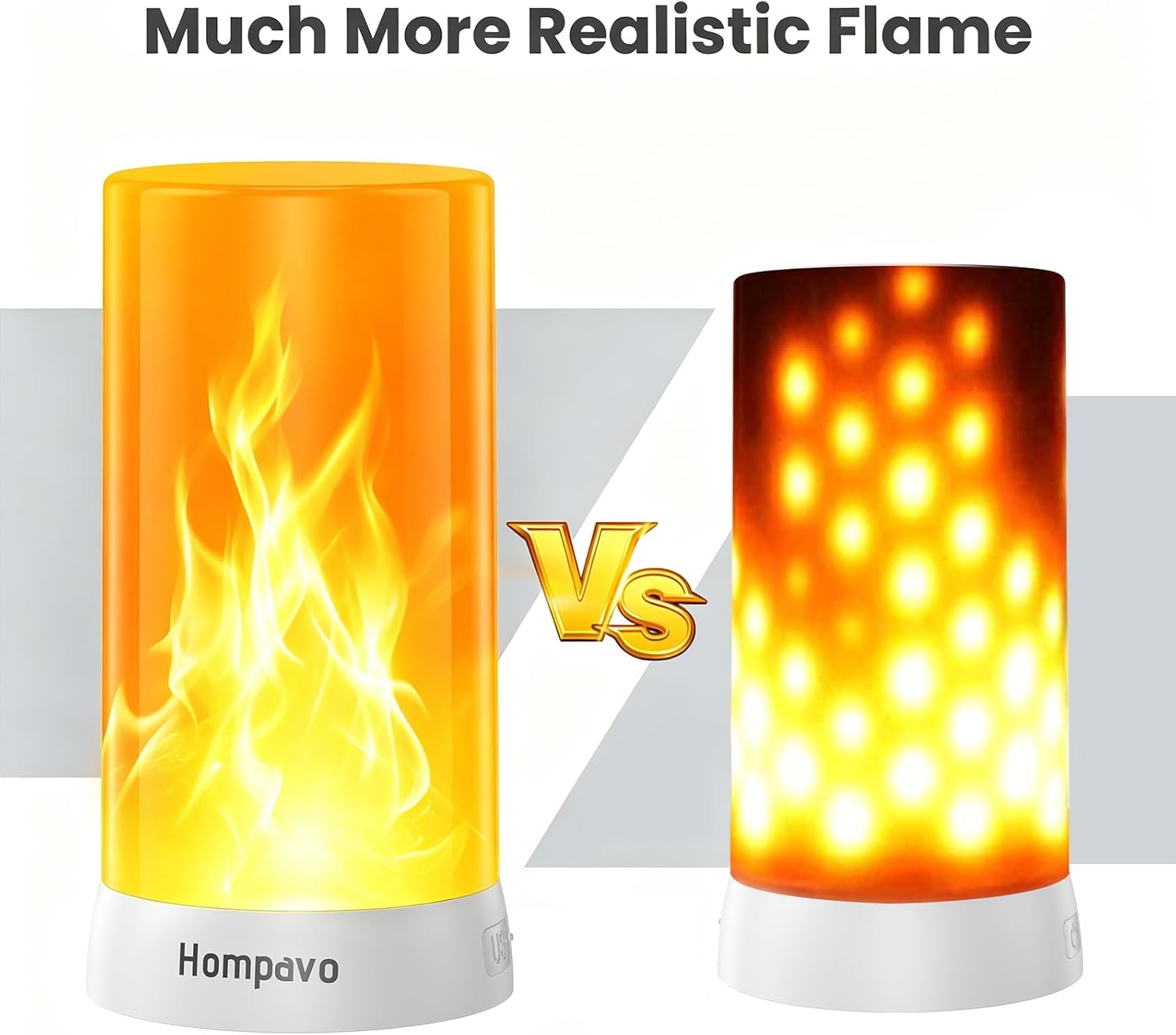Hompavo 【Upgraded】 Flame Lights with Remote & Timer, 4-Mode LED Rechargeable Battery Operated Flameless Candles, Pillar