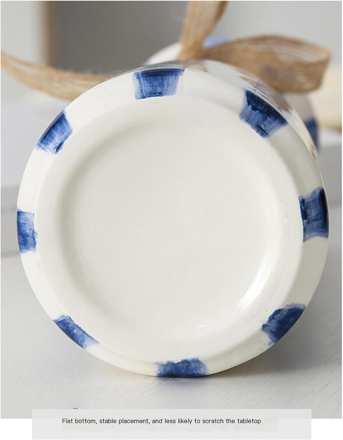 Modern simple blue striped ceramic vase / 3.9 x 7.9 / Green