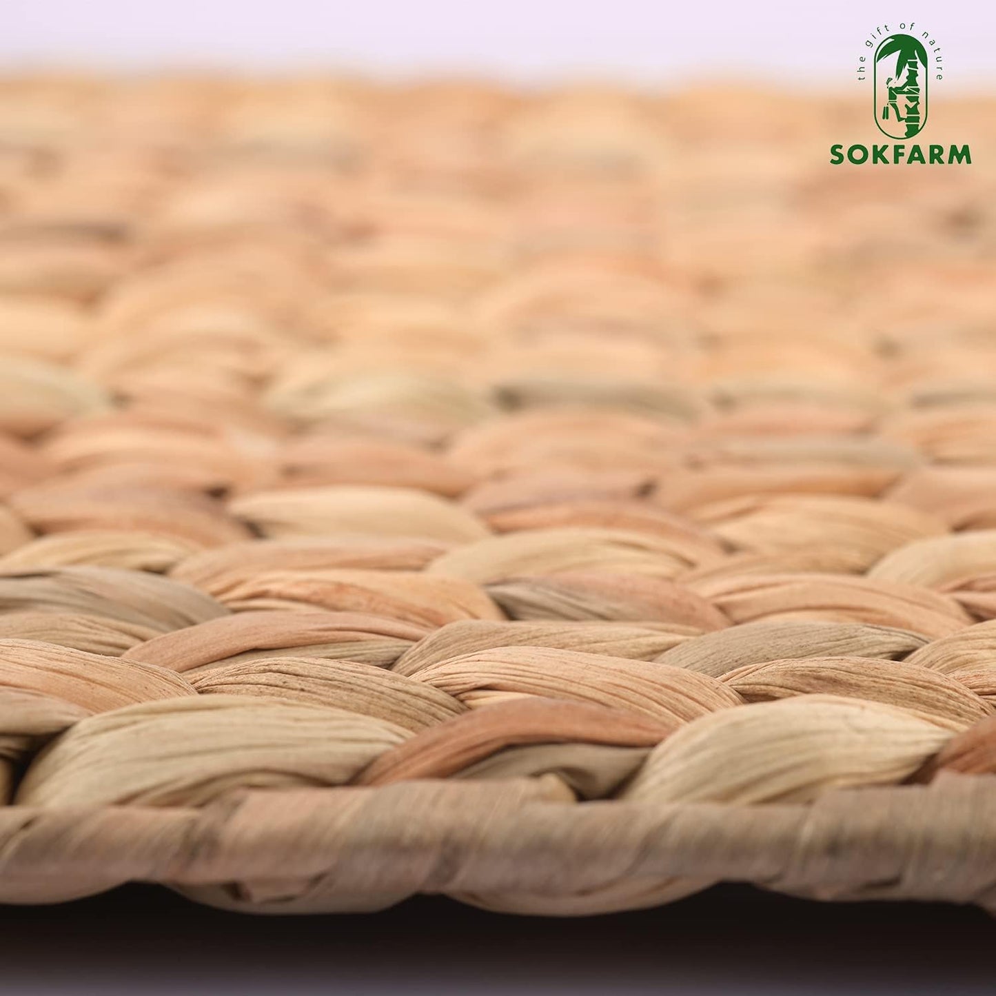 Water Hyacinth Rectangular Placemats Set of 8, Woven Rattan Placemats for Dining Table, Heat Resistant Wicker Table