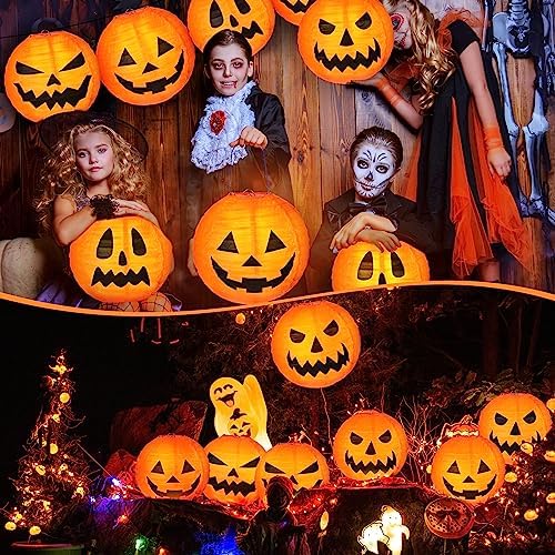 Retisee 24 Pcs Halloween Paper Lanterns Jack O Lantern 12 Inch,Pumpkin