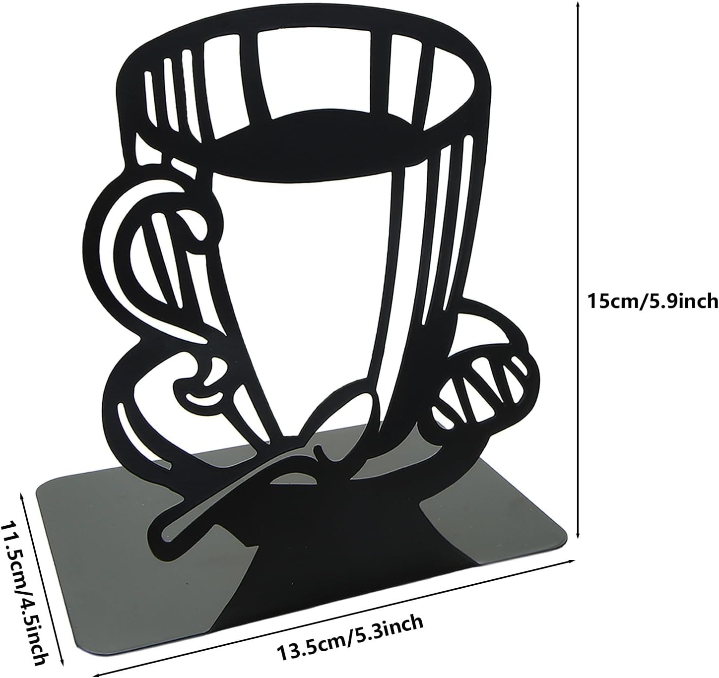 Creative Coffee Pattern Bookends Metal Book Ends Shelves Organizer Book Stands Journal Book / Black