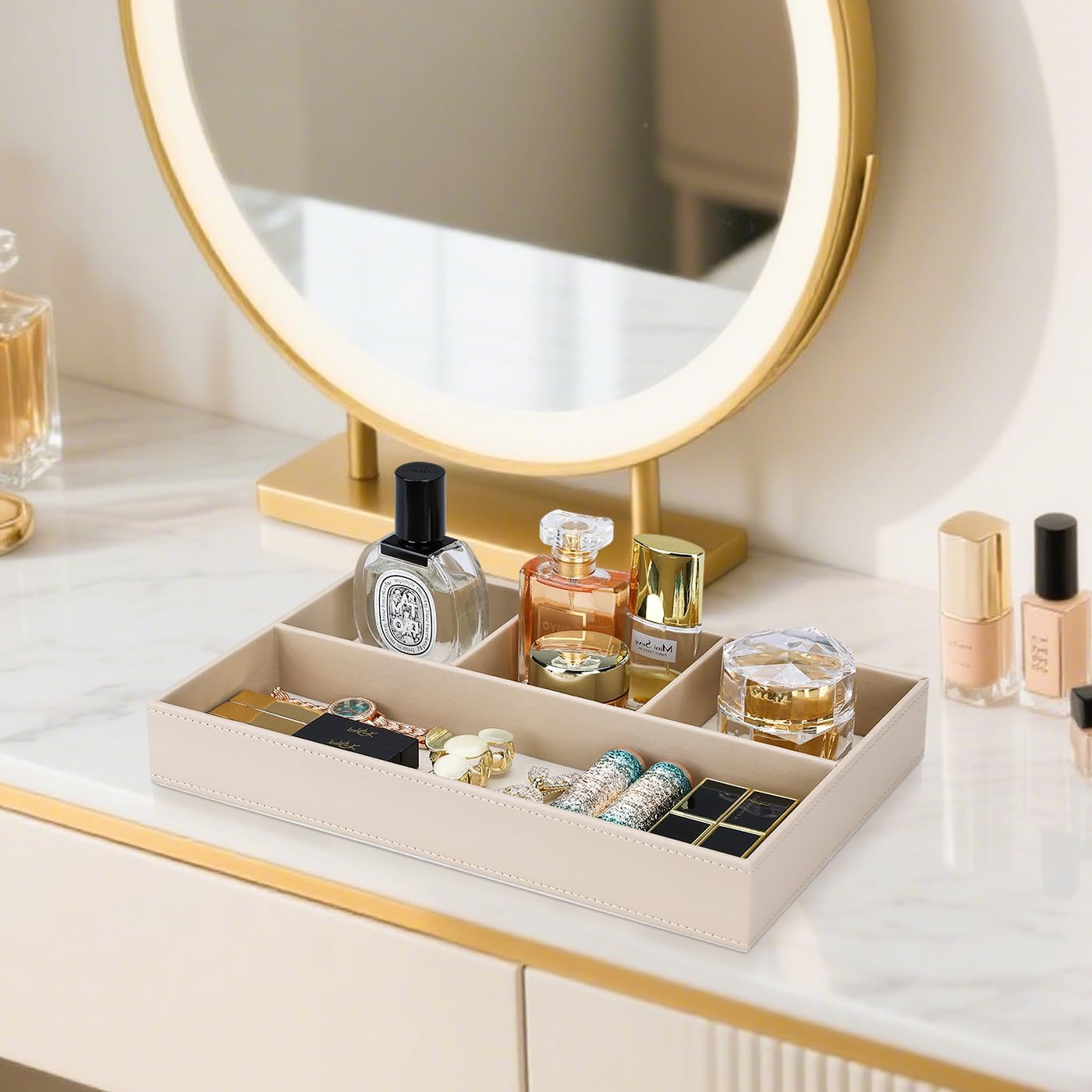 PU Leather Valet Tray / Beige