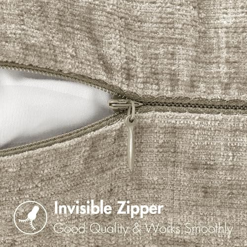 MIULEE Soft Chenille Throw Pillow Covers Light Taupe 18x18 Inch Pack of 2
