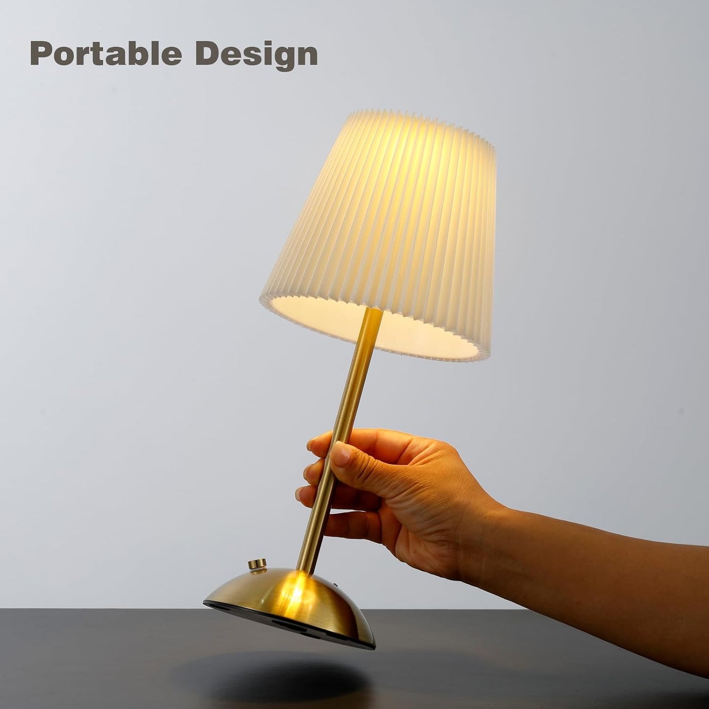 2-Pack Cordless Rechargeable Table Lamp, 3-Color Dimmable Touch Light | 3000mAh Battery Operated, Beige Fabric Shade