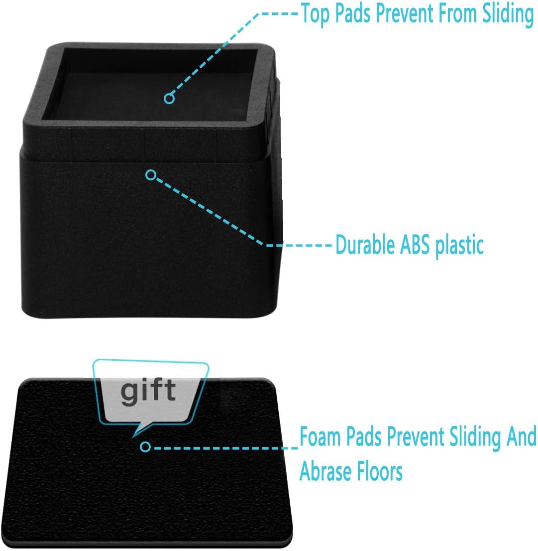 BTSD-home Bed Risers 3 Inch, 6 Pack | Heavy Duty Stackable Furniture Lifters for Dorm Beds, Sofas, Couches and Tables