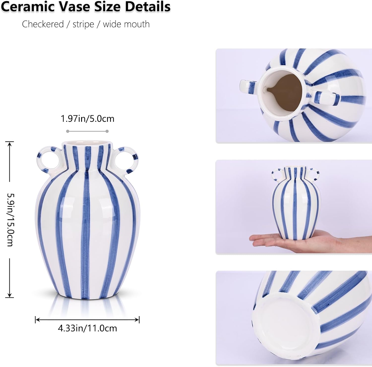 Modern Checkered Vase / Blue