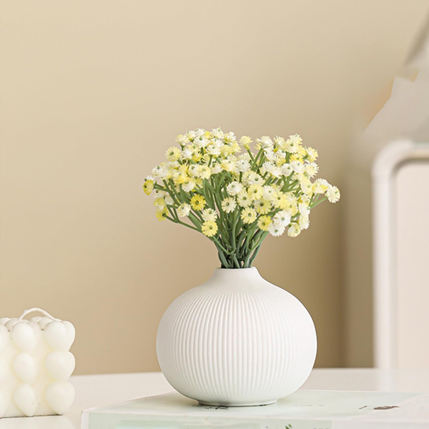Ceramic Vase / Boho Aesthetic Flower Vases / White / Set of 3