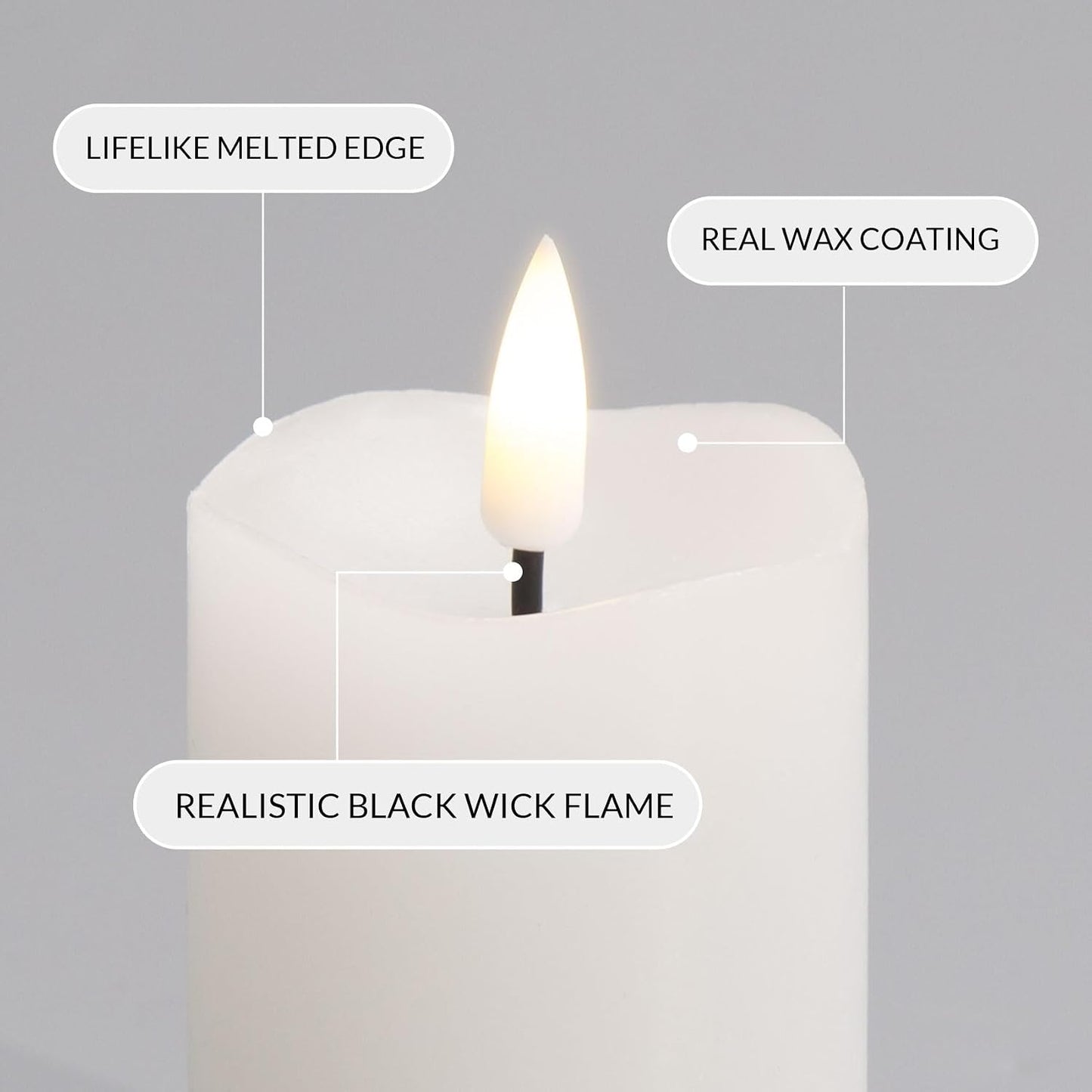 White Flameless Votive Candles with Remote Batteries Set of 6 | 2x3 inch Small LED Pillar Candles, Battery Operated