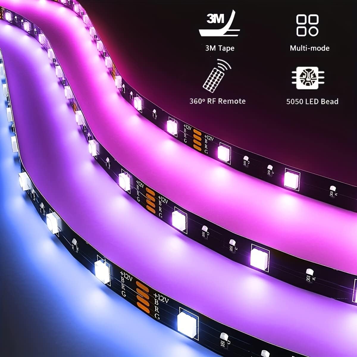 Battery Powered LED Strip Lights 20 inch x 4 Pack, Wireless LED Strip Lights for Bedroom Color Changing APP Remote, Led