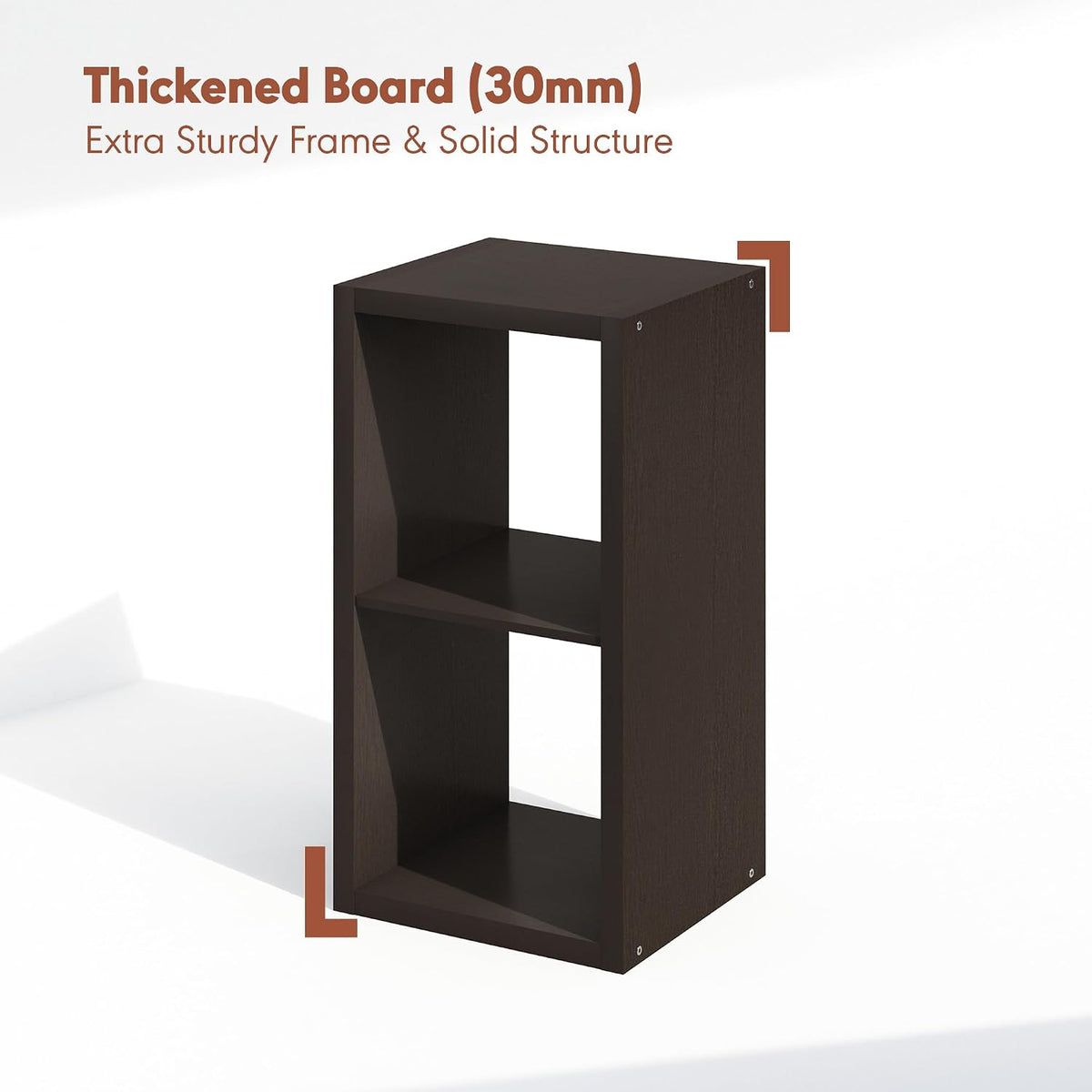 Furinno Cubicle Record Player Stand, 2-Cube Record Storage, Dark Oak | Vinyl Storage, 1.2"Inch Extra Thick, Open Back