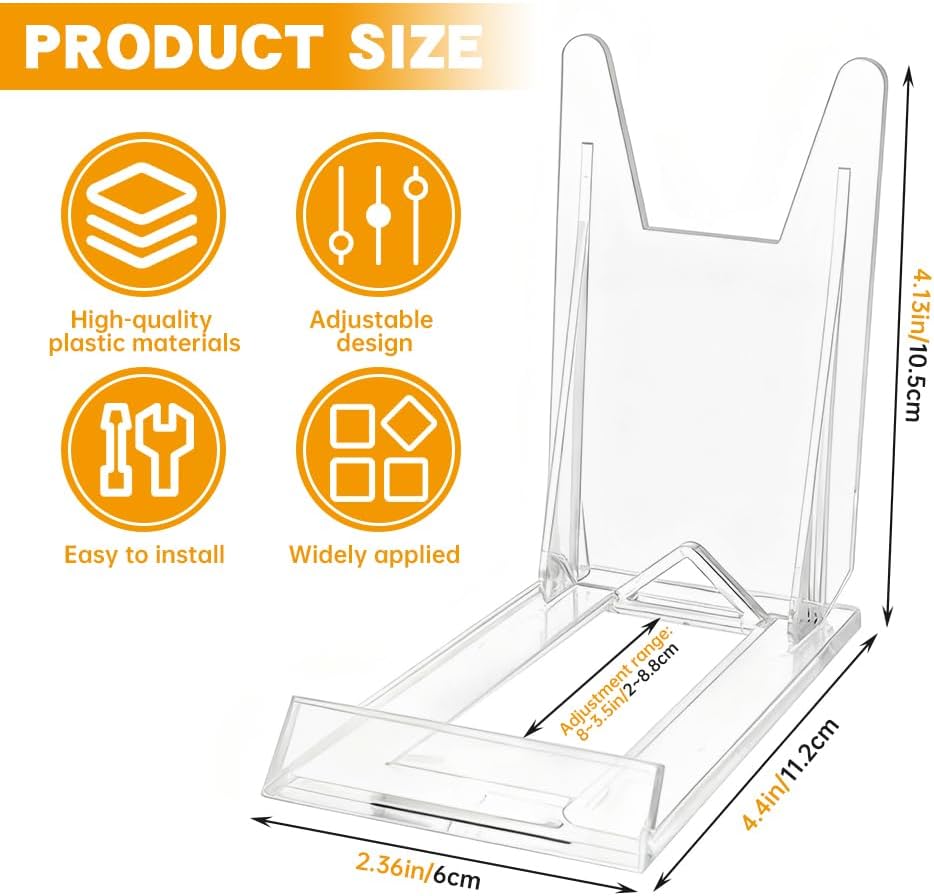Book Display Stands Adjustable Easel Collector Display Holder Acrylic Book Easel / Clear / Set of 10