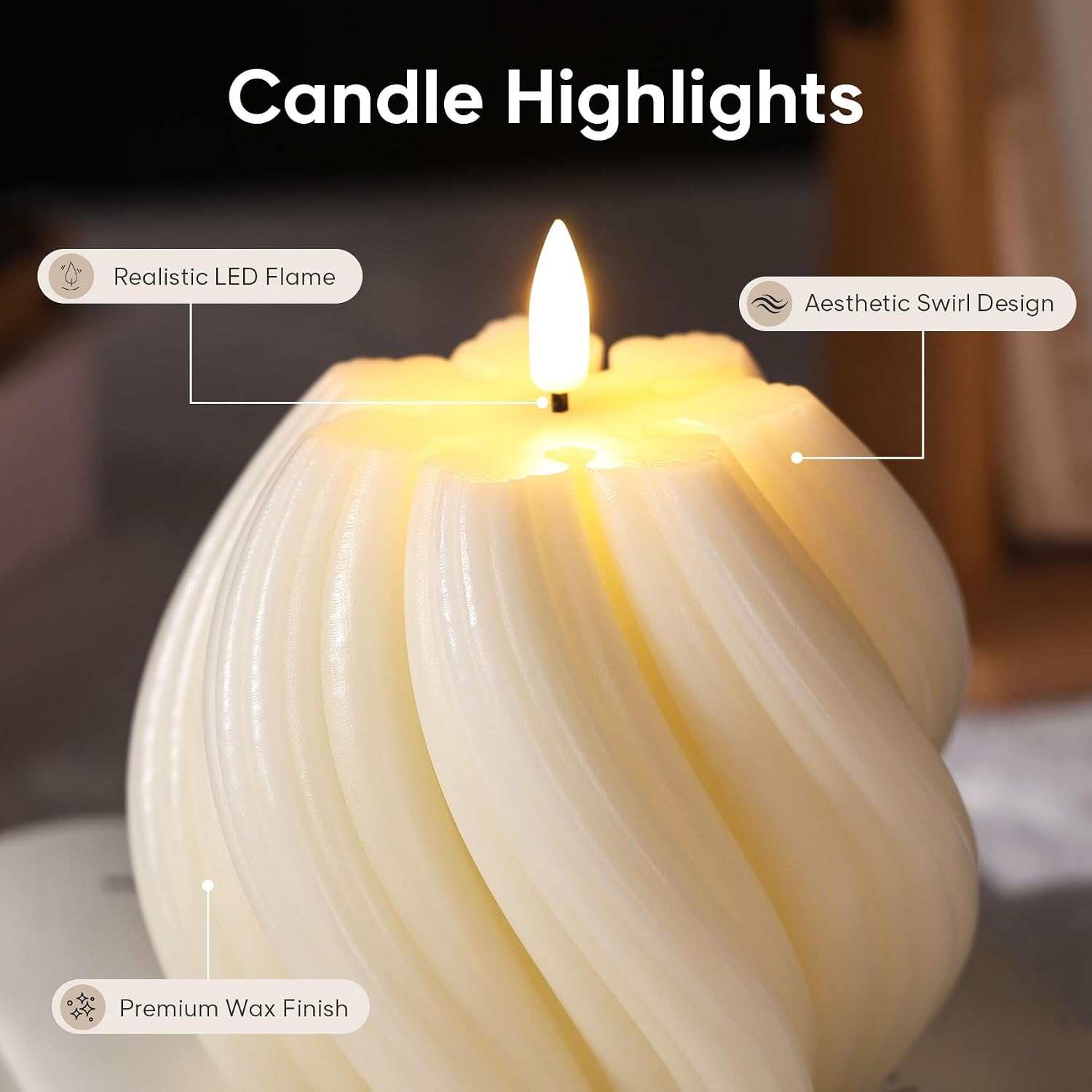 Swirl Flameless Candles / Cream White