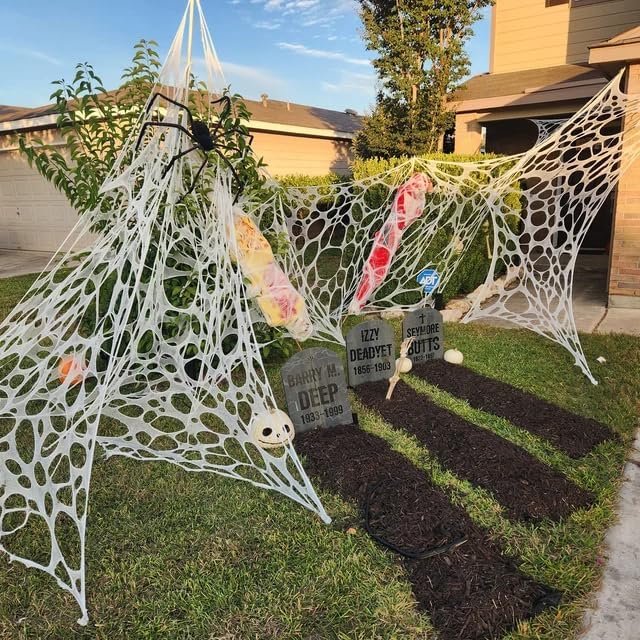 DAZONGE 2-Pack Stretchy Spider Web Halloween Decorations Outdoor