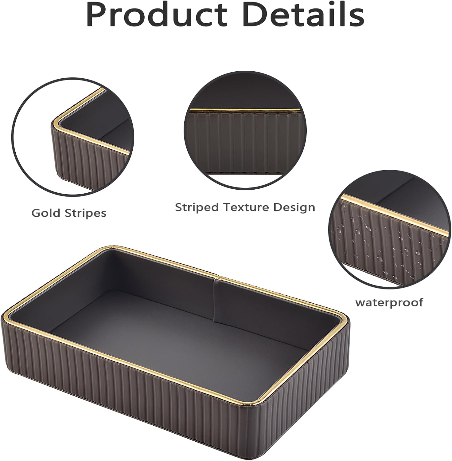 PU Leather Valet Tray / Gray