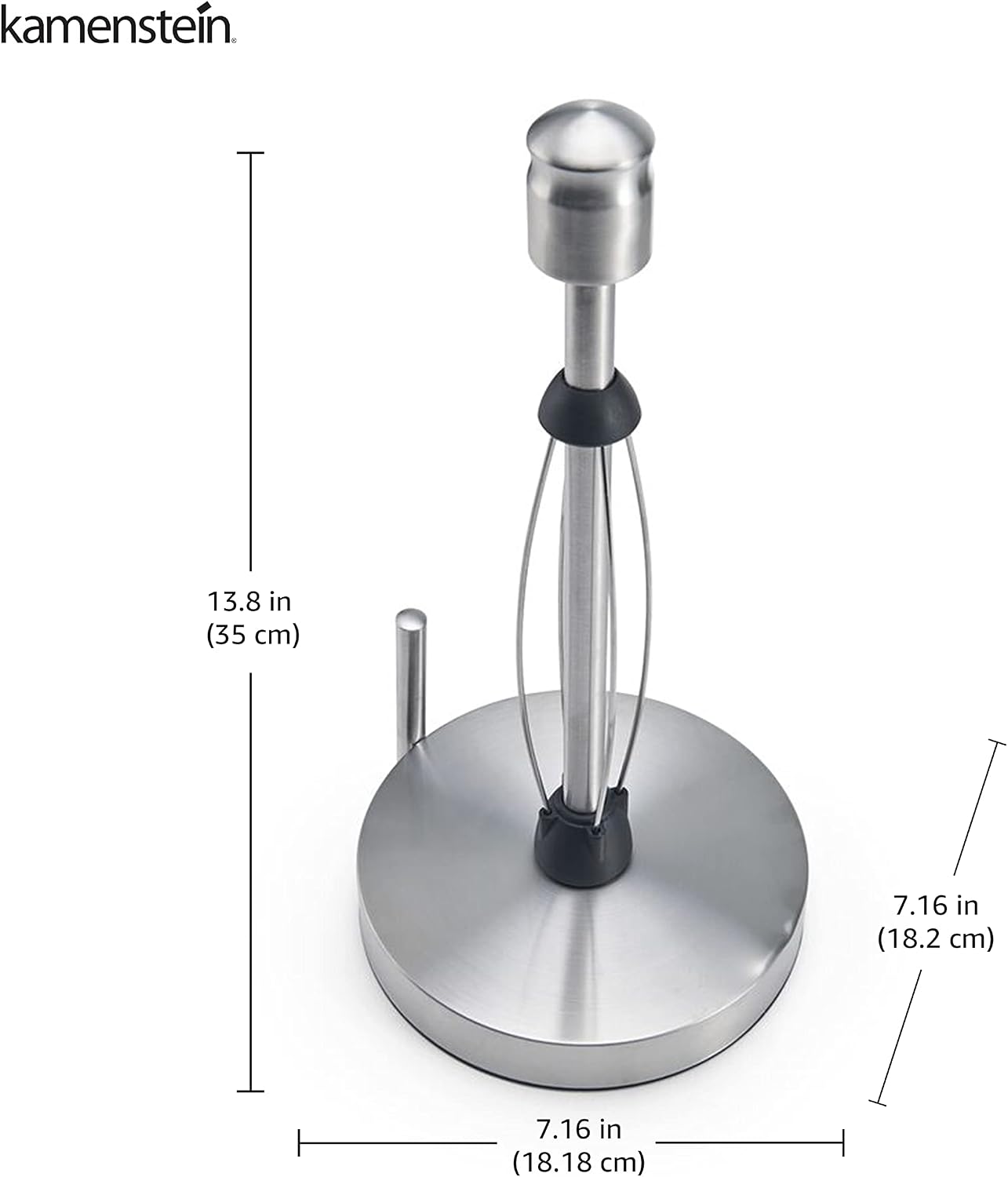 Kamenstein Paper Towel Holder Countertop with Patented Perfect Tear Technology - Brushed Stainless Steel, Weighted