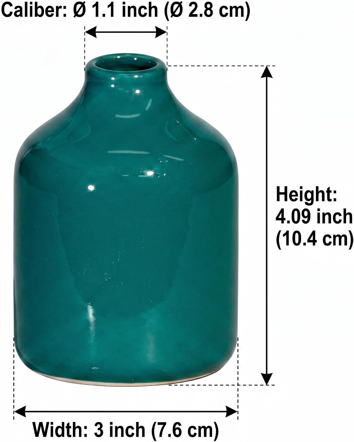 Ceramic Bud Vase / Dark Green / 4 Inch