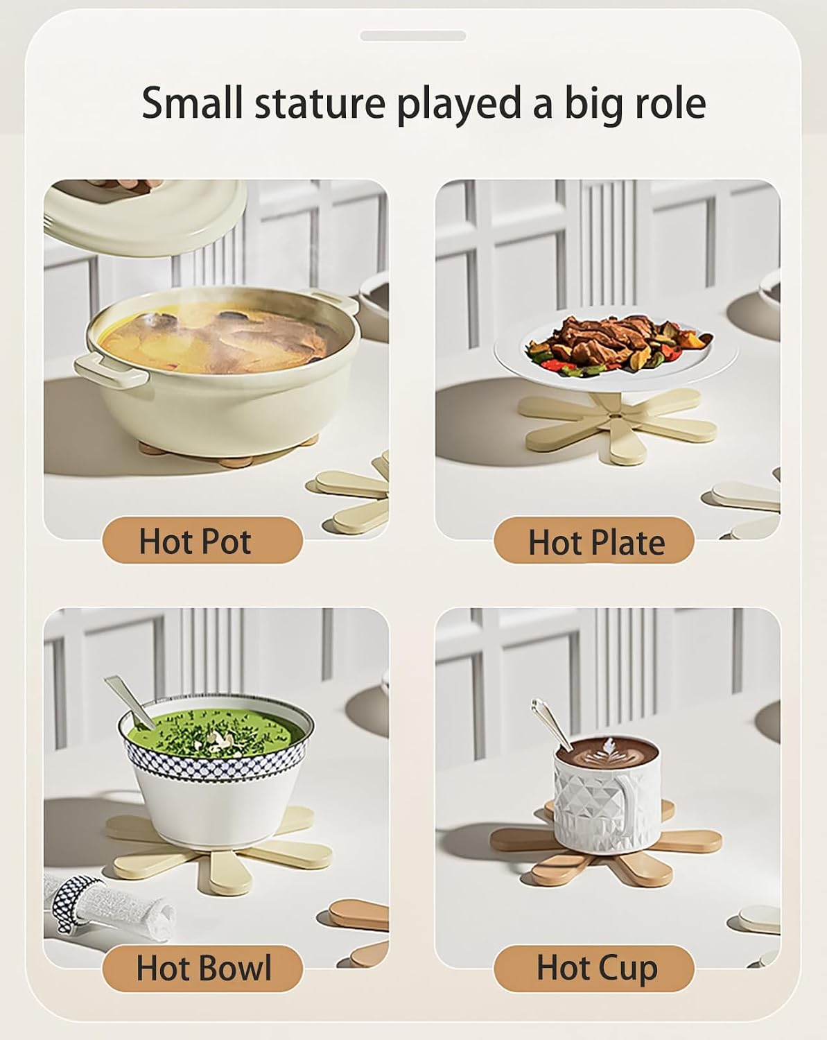 Silicone Heat Resistant Hot Pads + 1 Stand / Set of 3