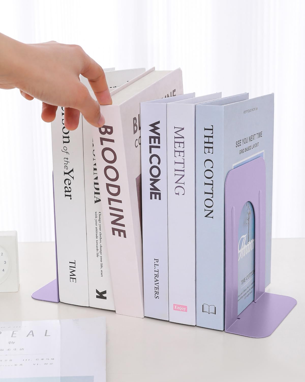 Metal Book Ends / Light Purple / Set of 2