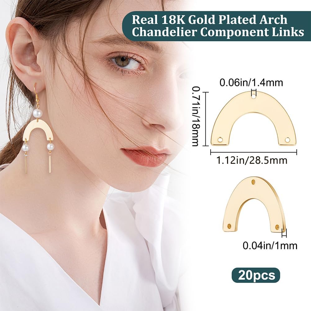 1 Box Chandelier Component Links 18K Plated Brass Arch Link Earring Connectors / Gold / Set of 20