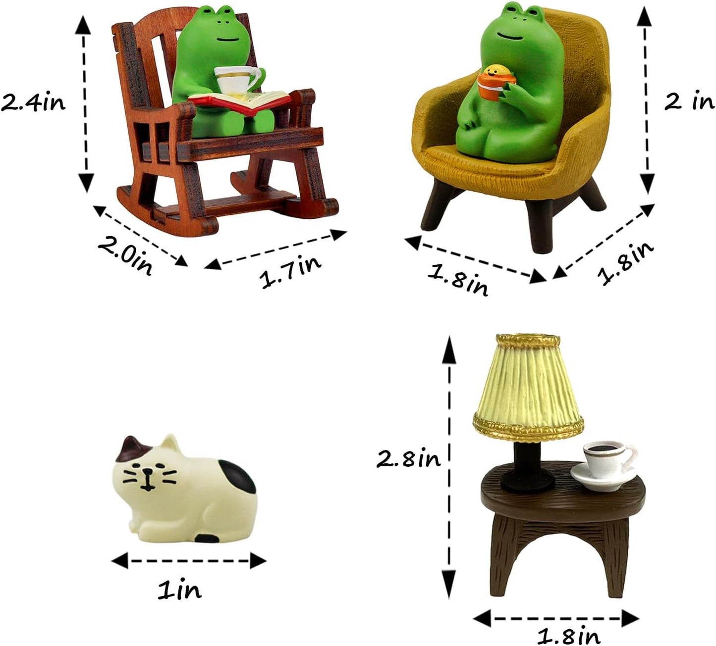 Miniature Frog Figurines Statue / Set6