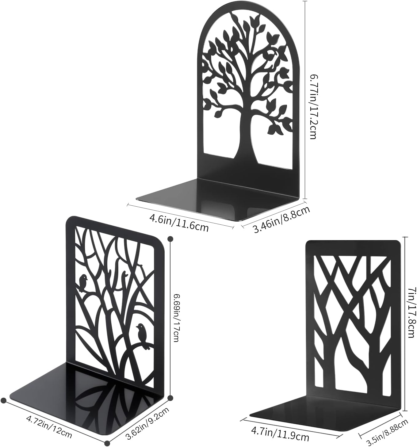 3Pairs Metal Bookends / Black