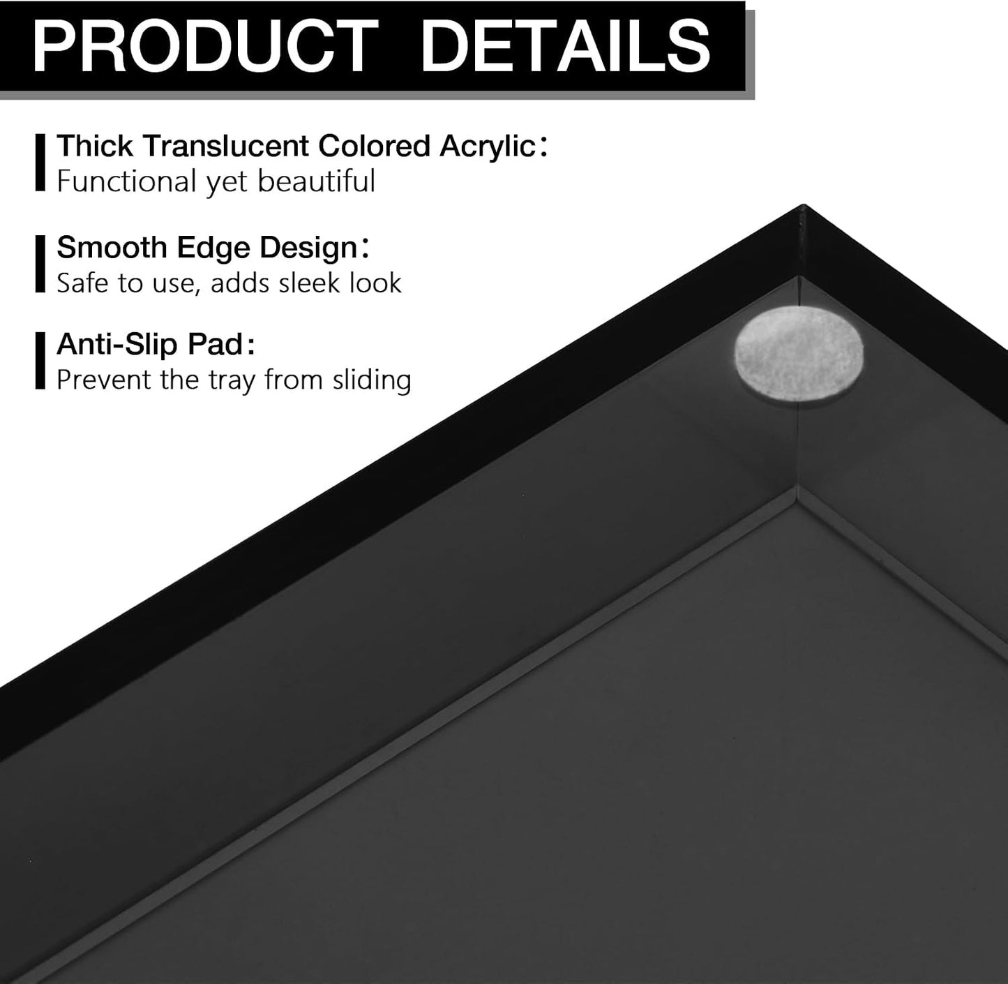 Acrylic Tray 5mm Thicken for Vanity Makeup / Gray / 12 x 6 x 1.2