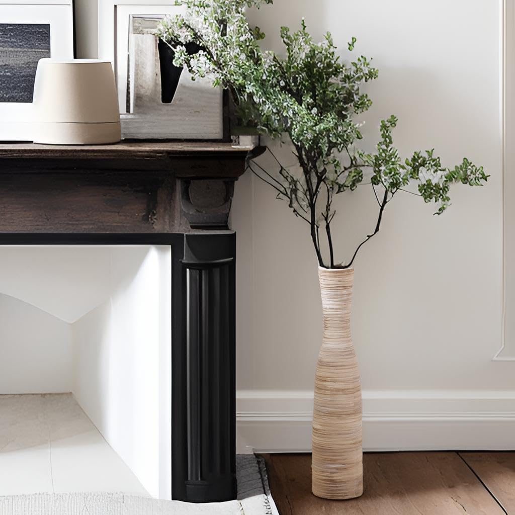 16" Tall Floor Vase for Pampas Grass / Bow-white-16