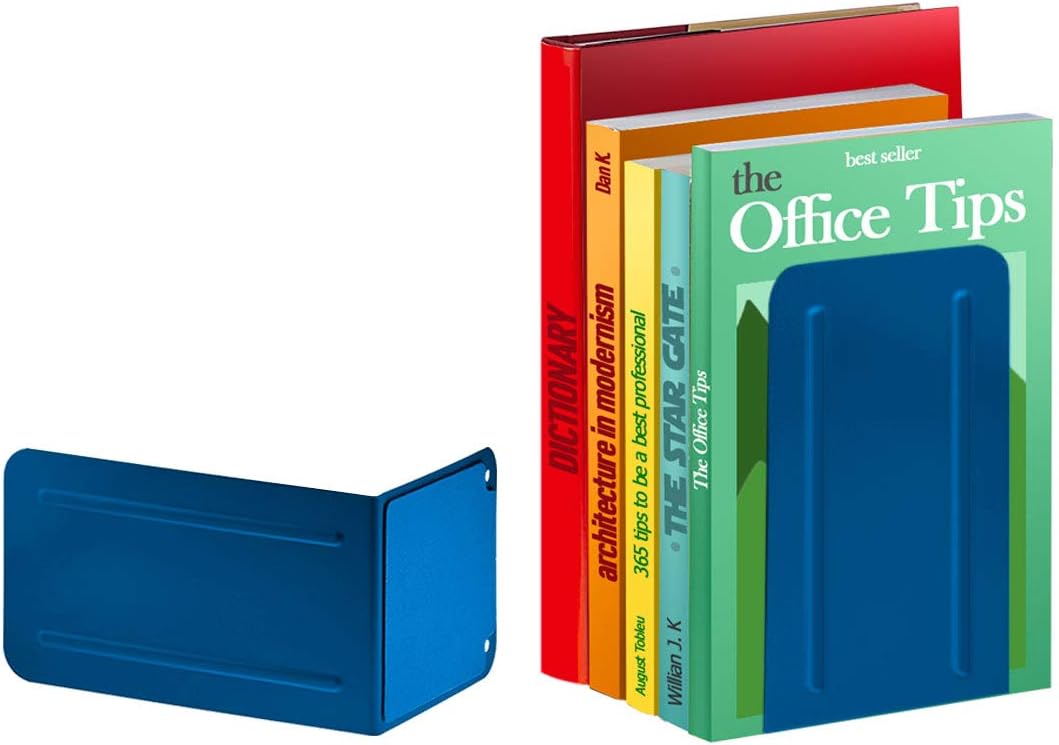 Steel Metal Book Ends Storage / Deep Blue