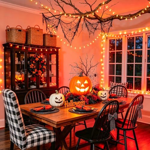 JMEXSUSS Connectable 100 LED Orange Halloween Lights Indoor Fall Lights
