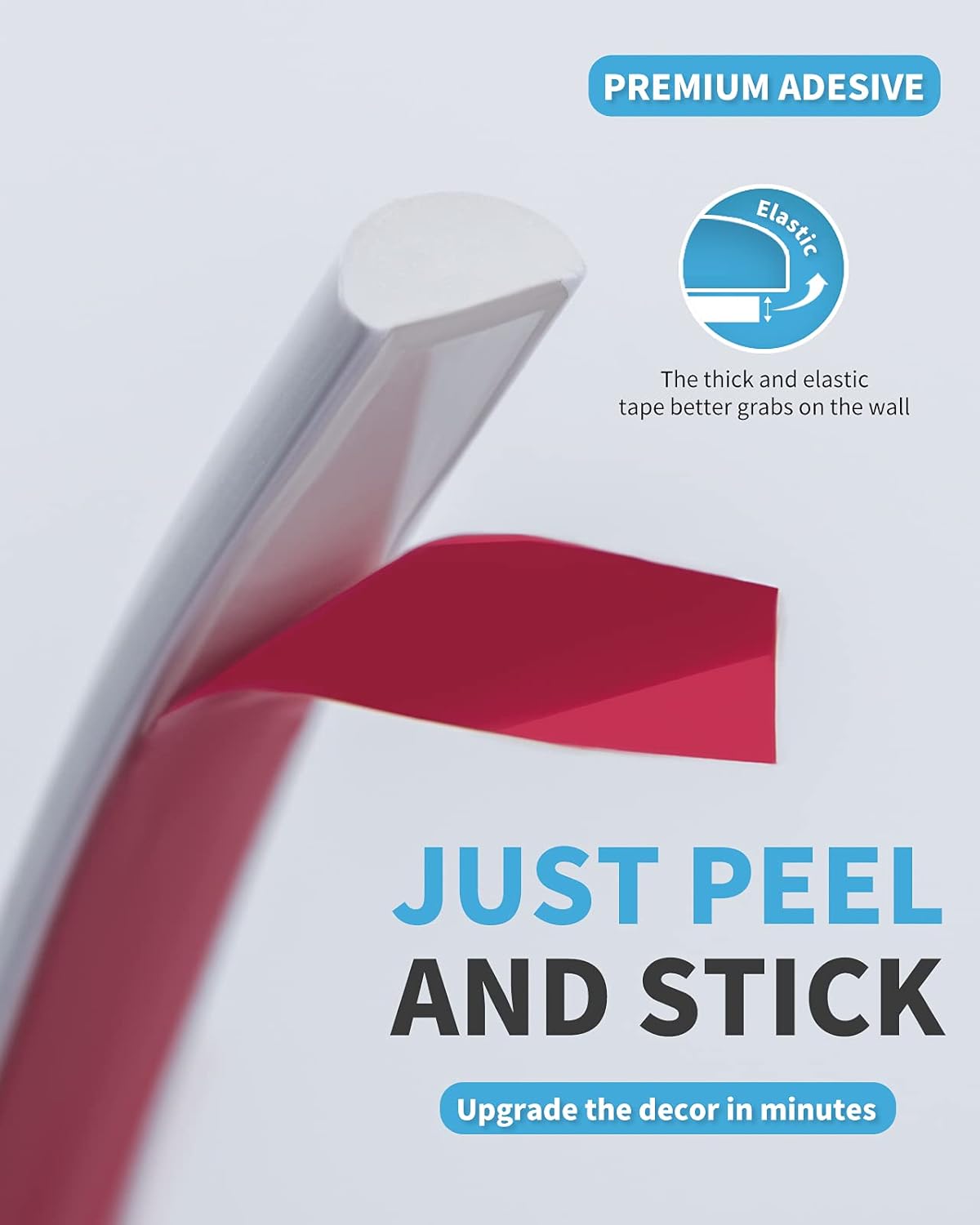 Peel and Stick Trim for Backsplash Tile Edge / 25 Feet / White / 25 ft