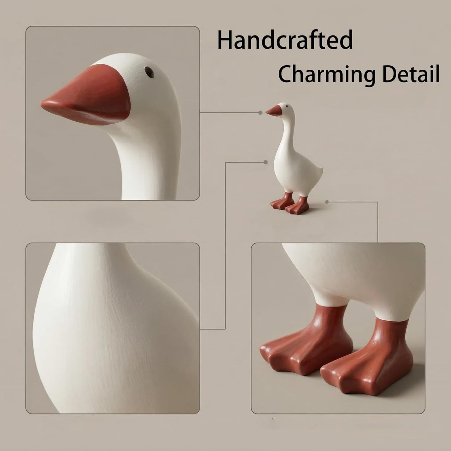 Mini Desktop Goose Statue Decor / White 7 Inch / Small / 7 Inch