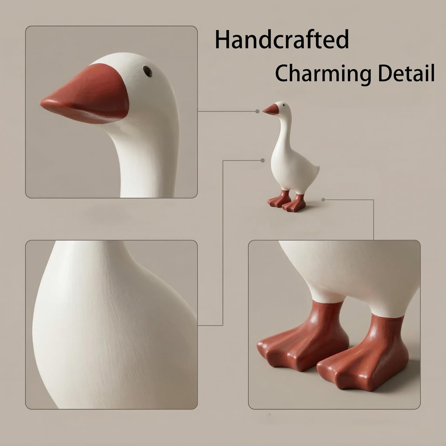 Mini Desktop Goose Statue Decor / White 7 Inch / Small / 7 Inch