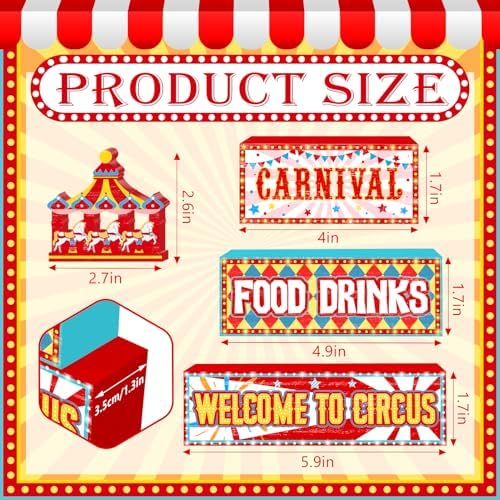 Britimes Tiered Tray Decor Set, 4 Pack, Wooden Table Sign, Carnival