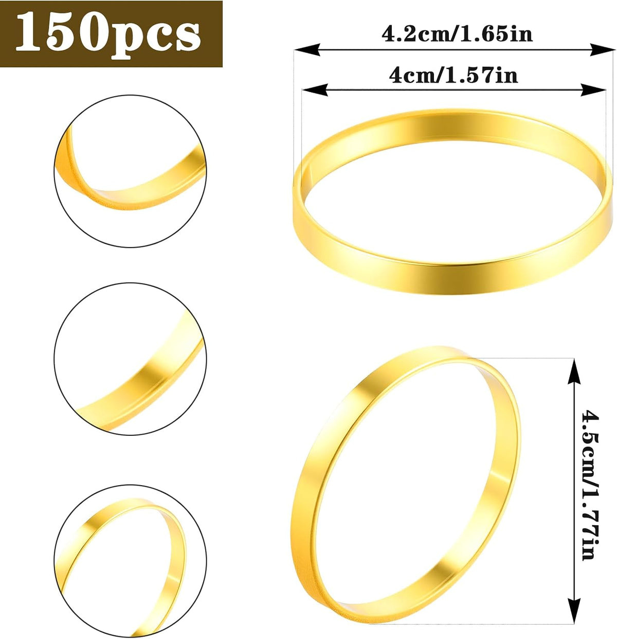 150Pcs Gold Napkin Rings Bulk, Elegant Thanksgiving & Fall Napkin Rings, Servilleteros para Mesas for Weddings
