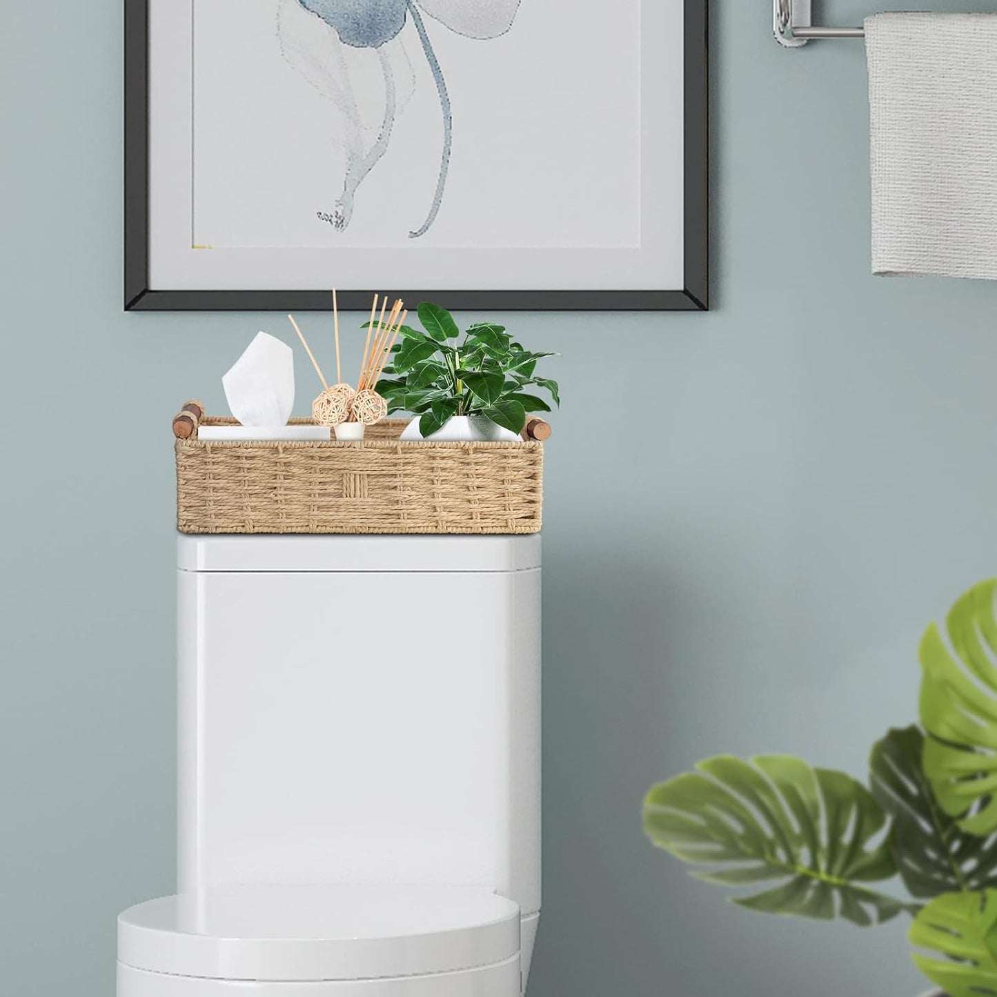 Round Paper Rope Storage Basket / Beige / 14.5 x 6.6 x 3.74