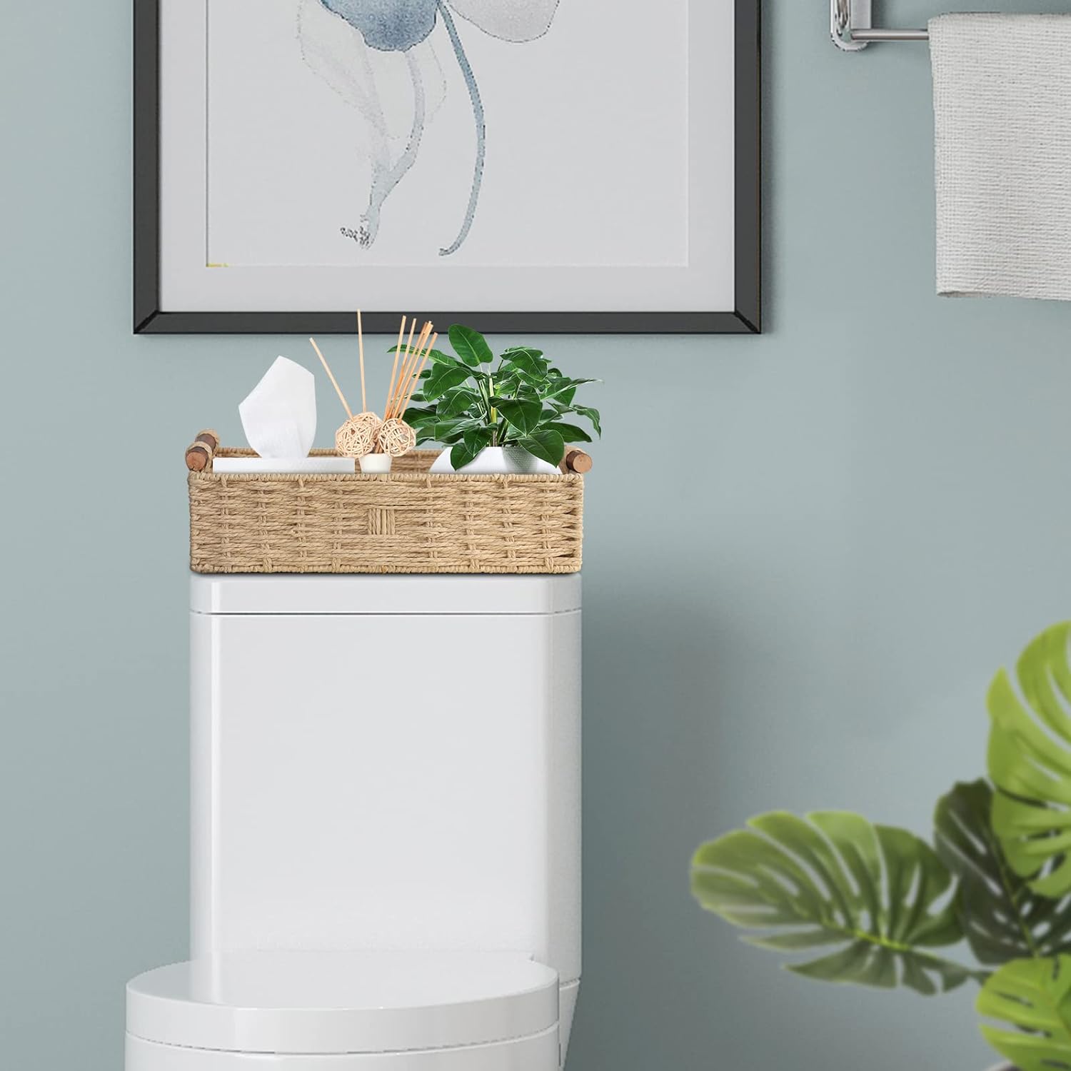 Round Paper Rope Storage Basket / Beige / 14.5 x 6.6 x 3.74