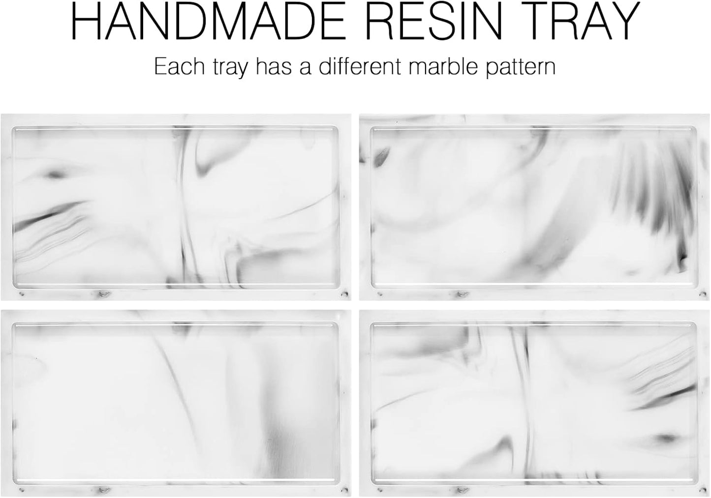 Resin Vanity Tray / B - White Marble / Medium / 10.03 x 5.9