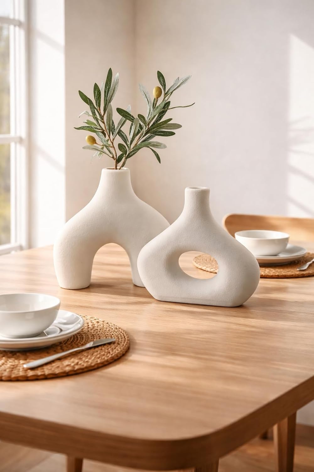Plastic Planter Vase / White / Set of 2