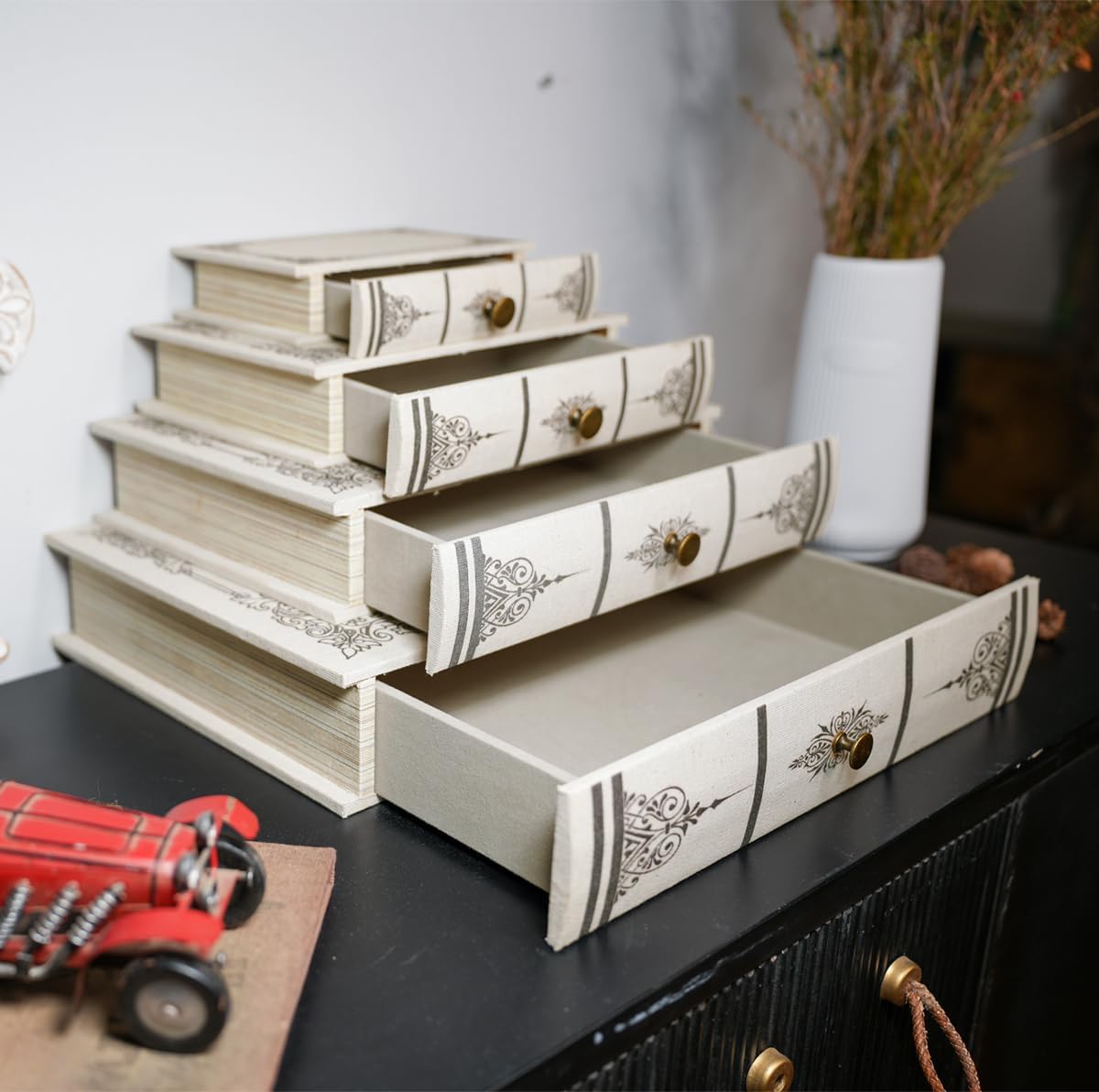 Vintage Book Storage Box / S / Linen Off-white