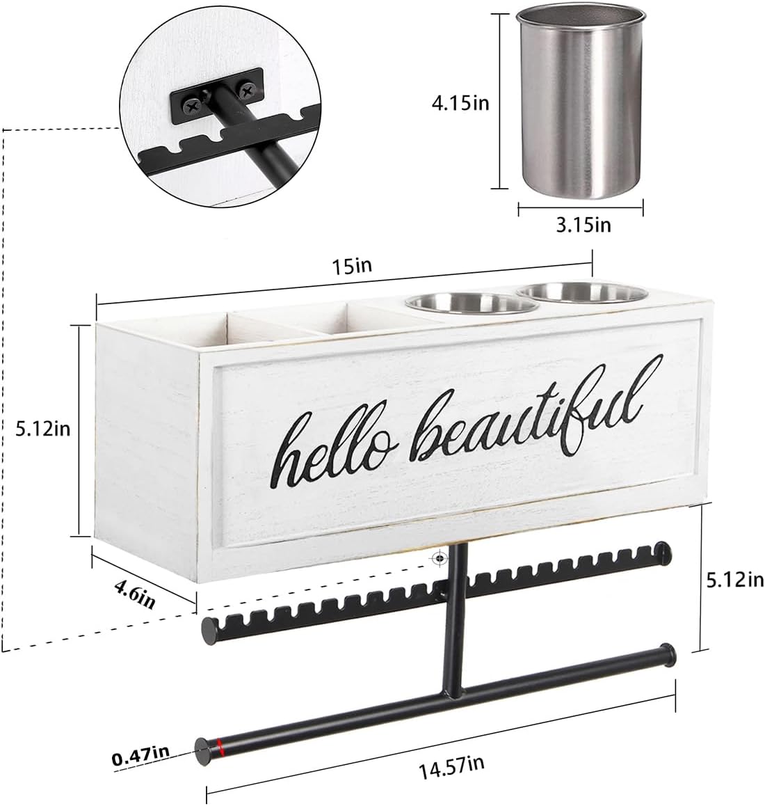 Rustic Hair Dryer Holder Wall Mounted,Hair Styling Tools & Accessories Organizer,Bathroom Supplies & hot Tools vanities