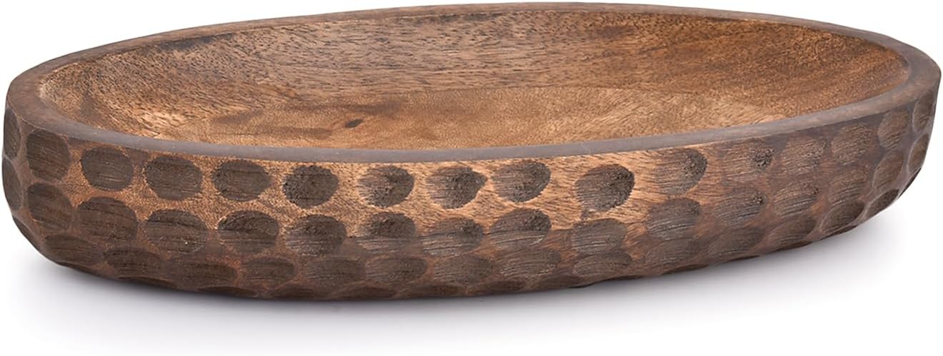 Mango Wood Decorative Bowl Home Decor Home Decorative Centerpiece Farmhouse Country / 14 x 6