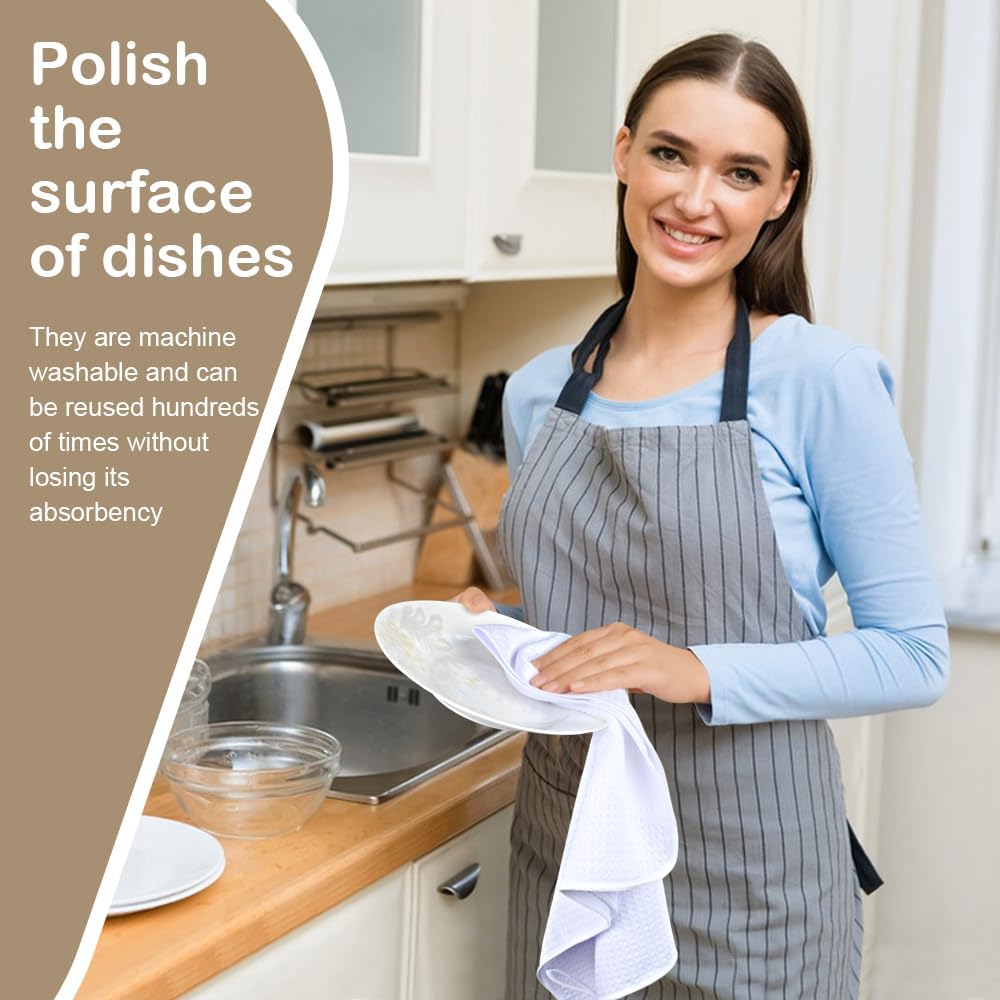 Sublimation Blank Towels Waffle Kitchen Towel White 16x24 20 Pack | Microfiber, Fast Drying, Tea Towel, Polyester Dish