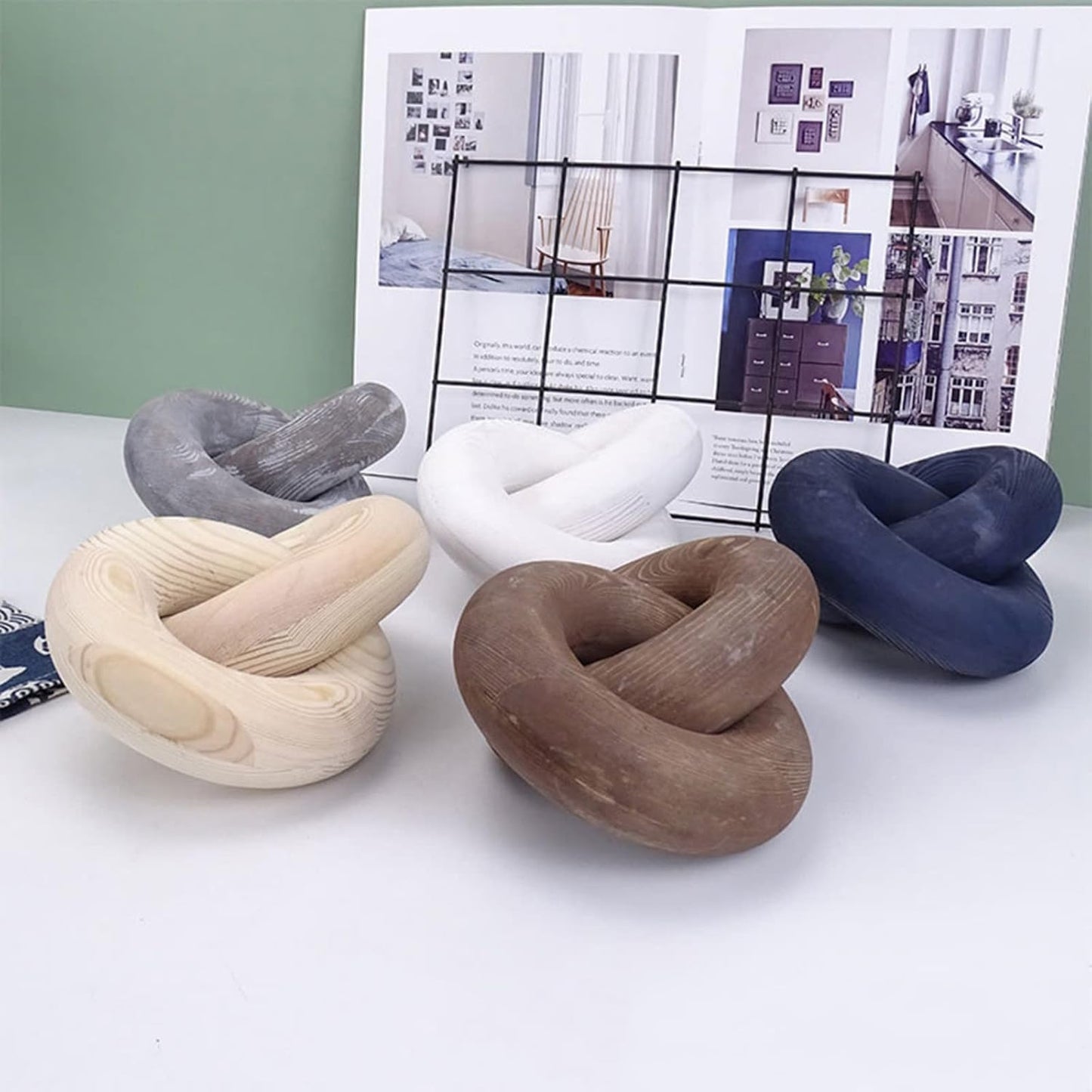 Wood Knot Decor / Blue,white / 7.8 Inch