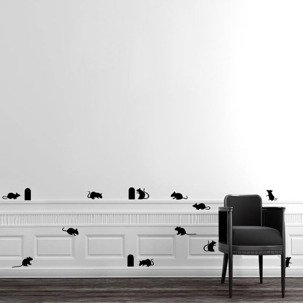 Creative Black Mouse & Hole Stair Sticker Bedroom Living Room Background Home Decor / Black 1